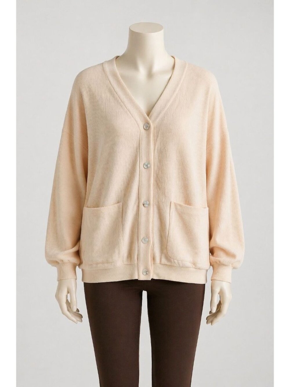 NAP Oversized Small Button-Up Cardigan With Front Pockets & Ribbed Texture - NWT